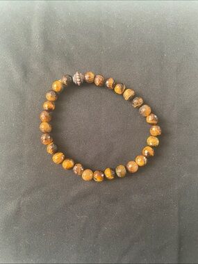 🌻 2 for $15 Beaded Tiger Eye Stretch Bracelet - Brown Stone